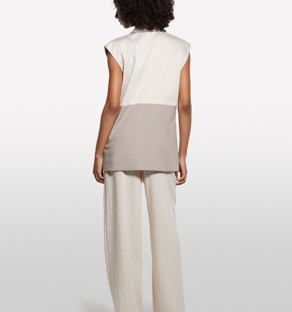 Calças branco nata riscadas - calças palazzo para mulher - Branco Nata | Sisley image number 2